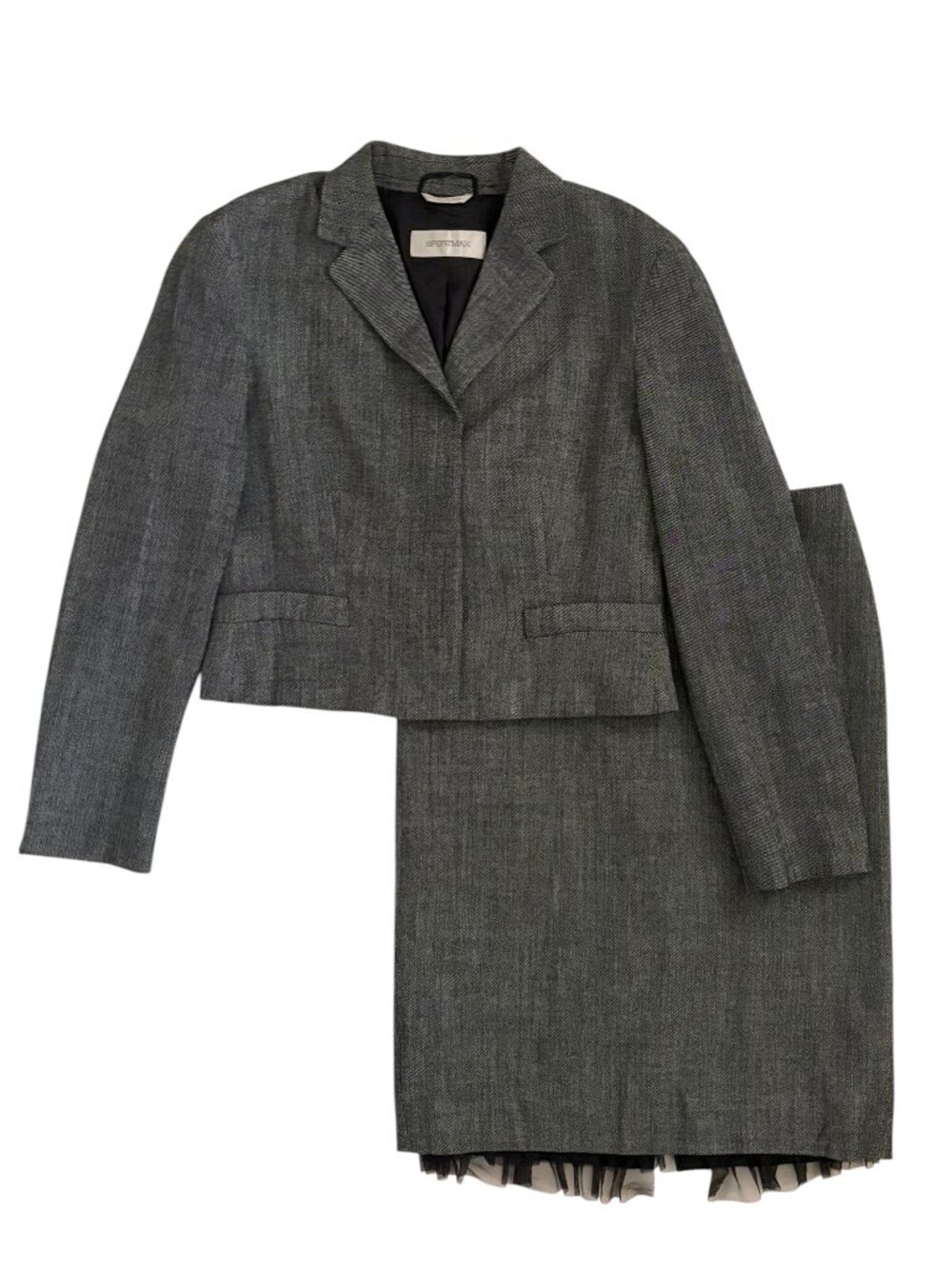 SPORTMAX Skirt Suit I 44 US 10 black white melange wiol blend